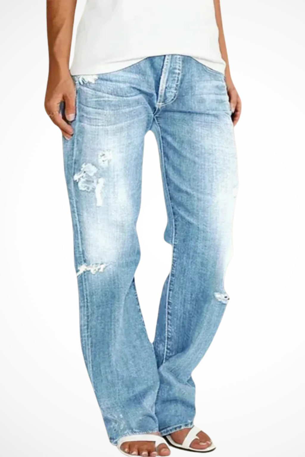Alessandro Vieri | Distressed Denim Boyfriend Jeans For Women