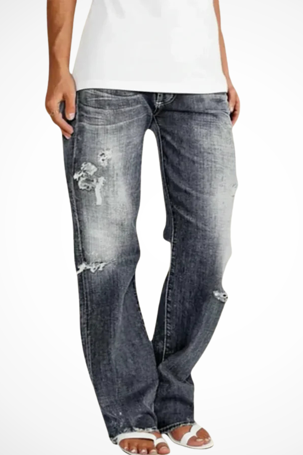 Alessandro Vieri | Distressed Denim Boyfriend Jeans For Women