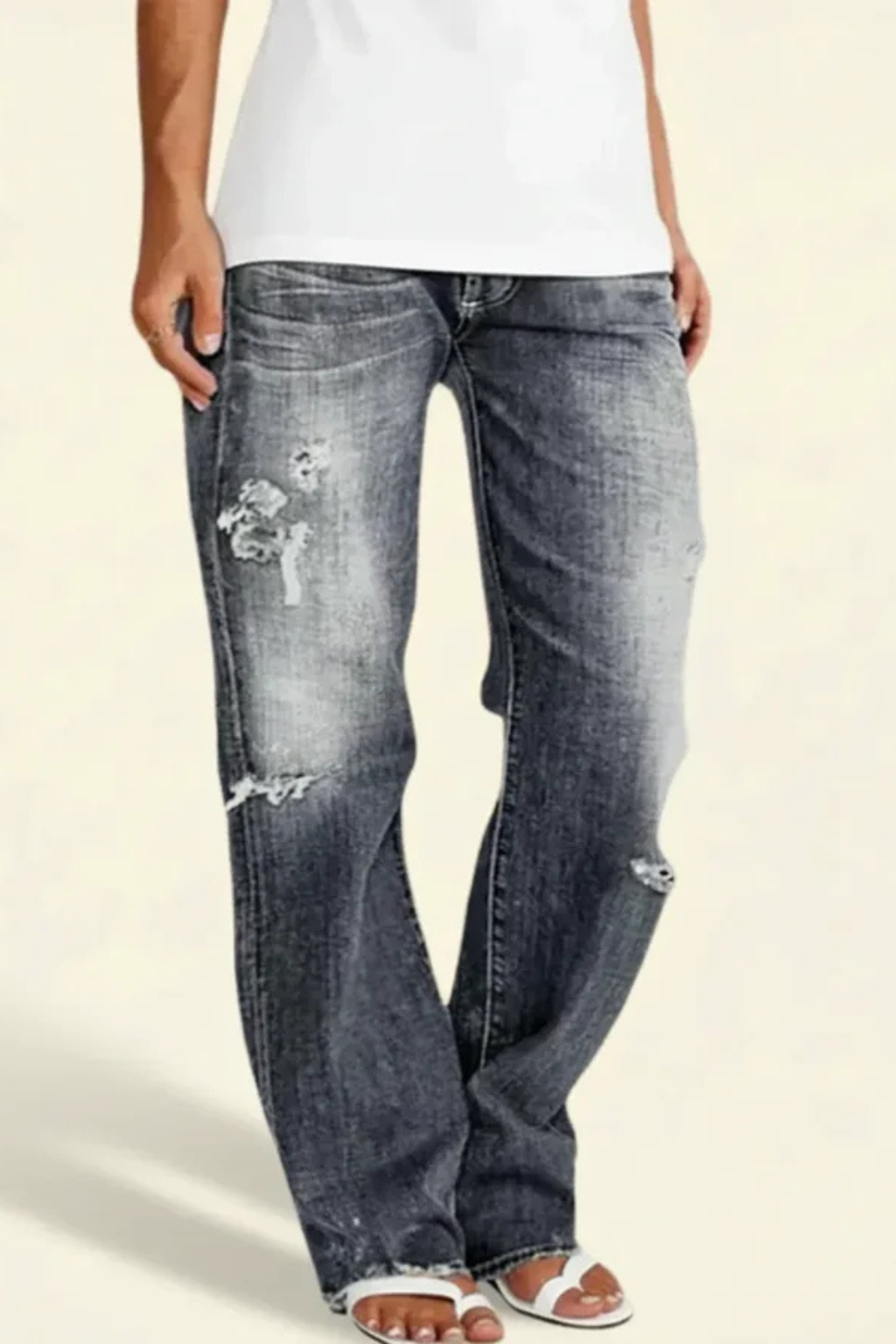 Alessandro Vieri | Distressed Denim Boyfriend Jeans For Women