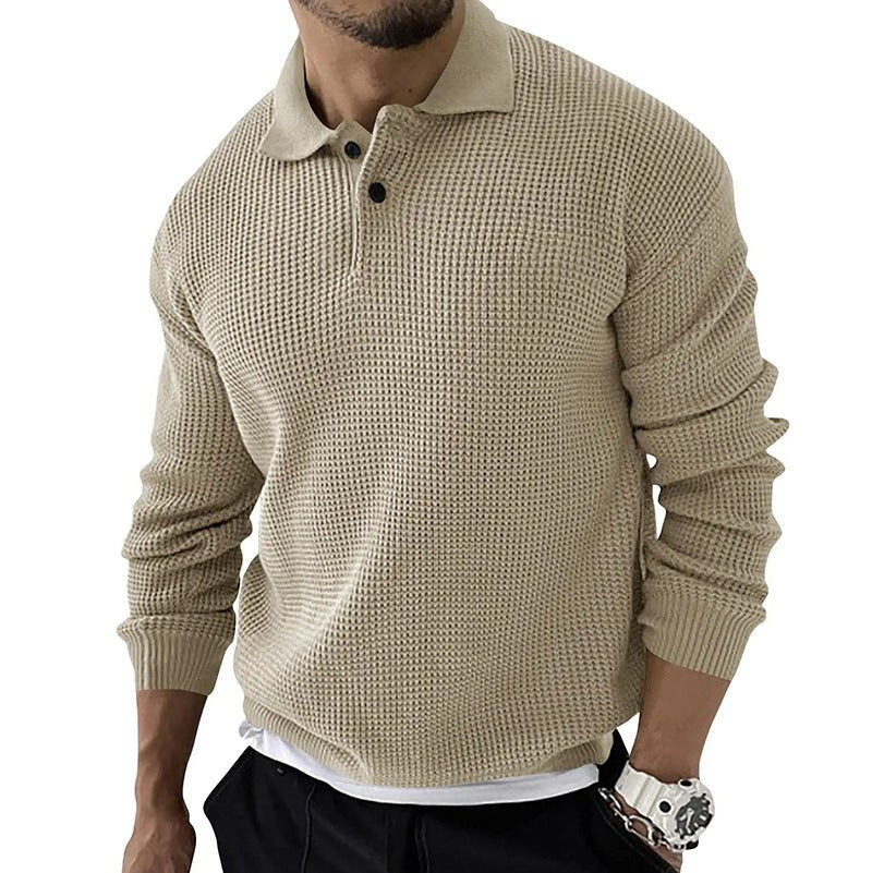 Alessio Romano | Textured Knit Polo Sweater For Men