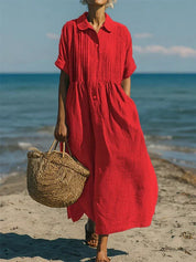 Florence Baker | Elegant Collared Linen Shirt Dress