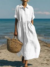 Florence Baker | Elegant Collared Linen Shirt Dress