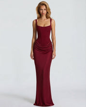 Arabella Scott | Black Corset Maxi Dress with Draped Detail