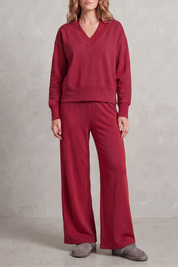 Imogen Walsh | Relaxed V-Neck Lounge Set in Soft Grey Marl