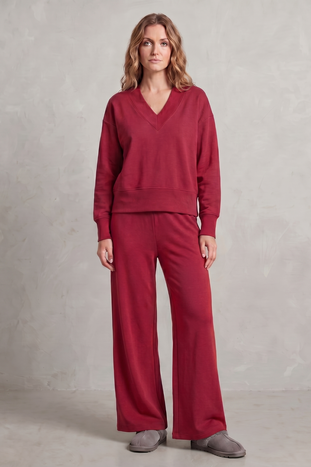Imogen Walsh | Relaxed V-Neck Lounge Set in Soft Grey Marl