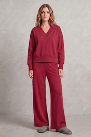 Imogen Walsh | Relaxed V-Neck Lounge Set in Soft Grey Marl