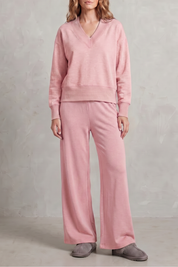 Imogen Walsh | Relaxed V-Neck Lounge Set in Soft Grey Marl