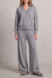 Imogen Walsh | Relaxed V-Neck Lounge Set in Soft Grey Marl