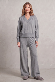 Imogen Walsh | Relaxed V-Neck Lounge Set in Soft Grey Marl