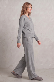Imogen Walsh | Relaxed V-Neck Lounge Set in Soft Grey Marl
