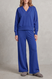 Imogen Walsh | Relaxed V-Neck Lounge Set in Soft Grey Marl