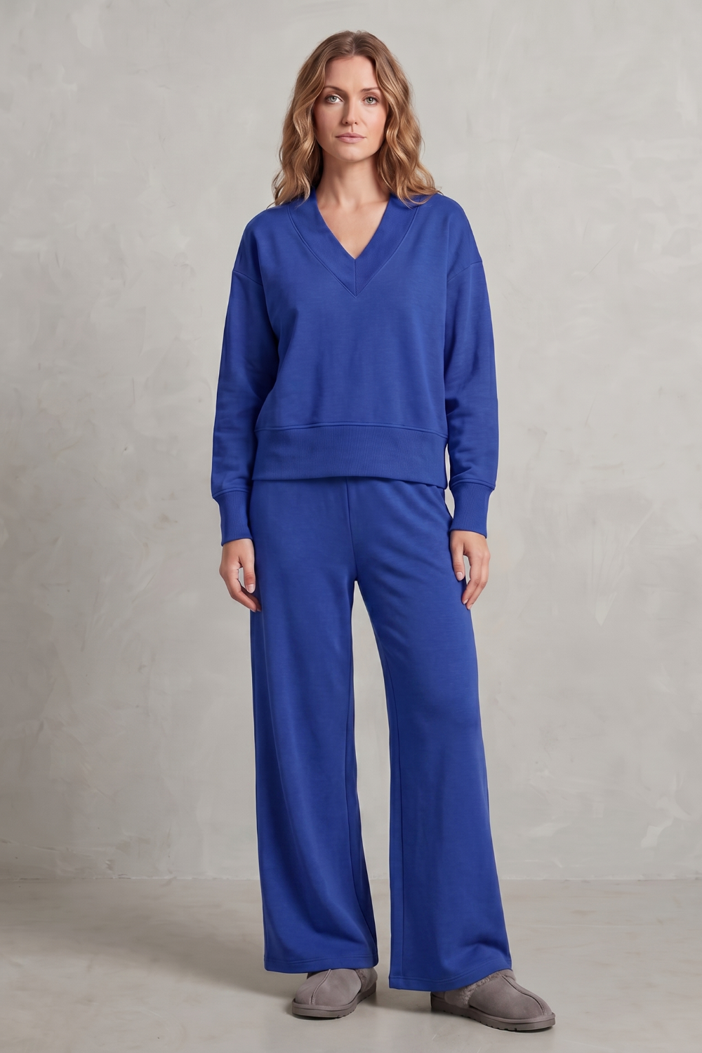 Imogen Walsh | Relaxed V-Neck Lounge Set in Soft Grey Marl