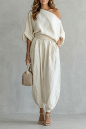Imogen Hartley | Relaxed Off-Shoulder Linen Two-Piece Set
