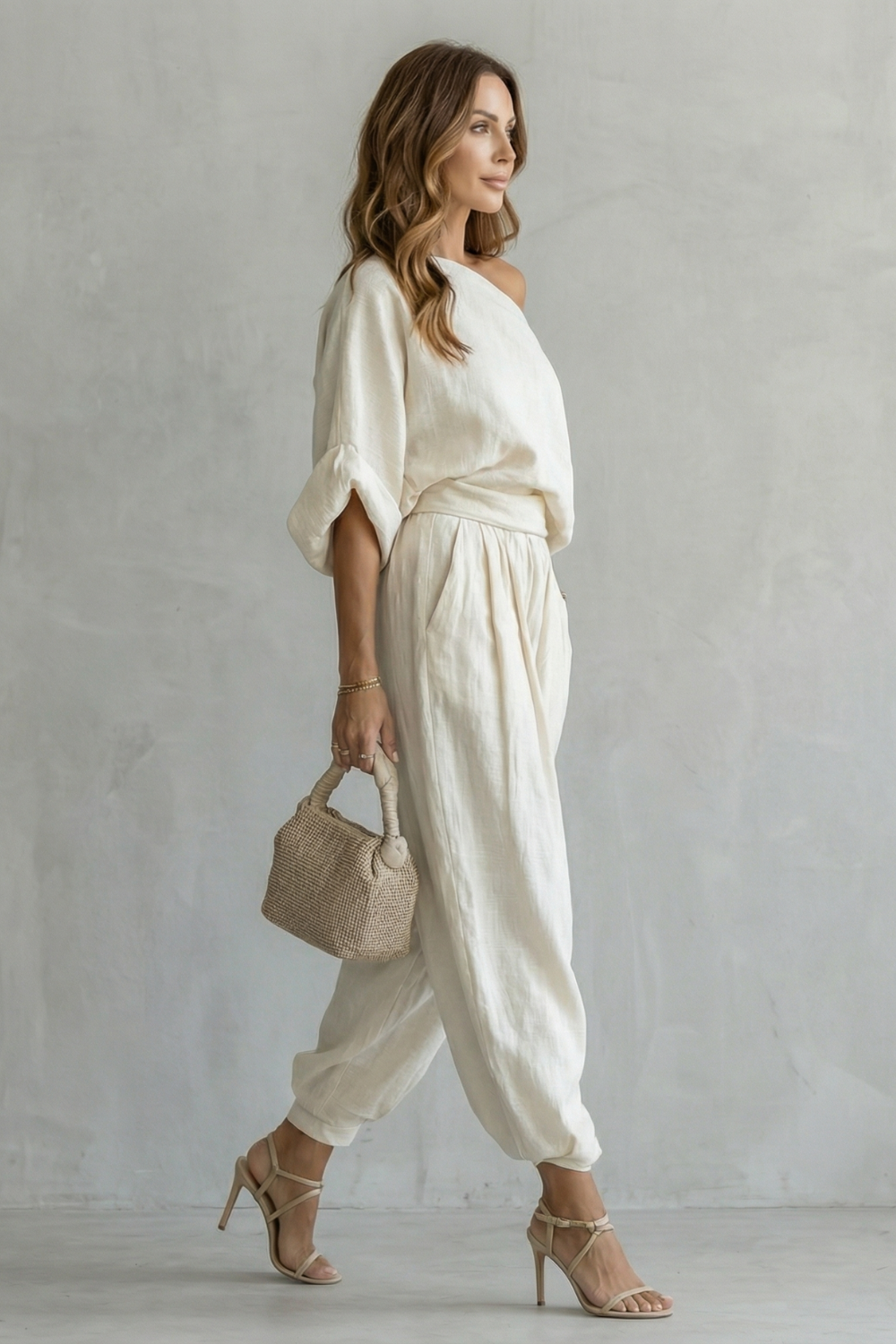 Imogen Hartley | Relaxed Off-Shoulder Linen Two-Piece Set