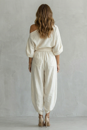 Imogen Hartley | Relaxed Off-Shoulder Linen Two-Piece Set
