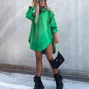 Poppy Sinclair | Oversized Shirt Dress in Cornflower Blue