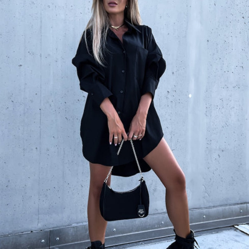 Poppy Sinclair | Oversized Shirt Dress in Cornflower Blue