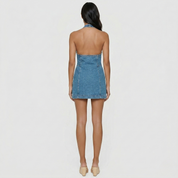 Amara Stone | Denim Halter Neck Mini Dress
