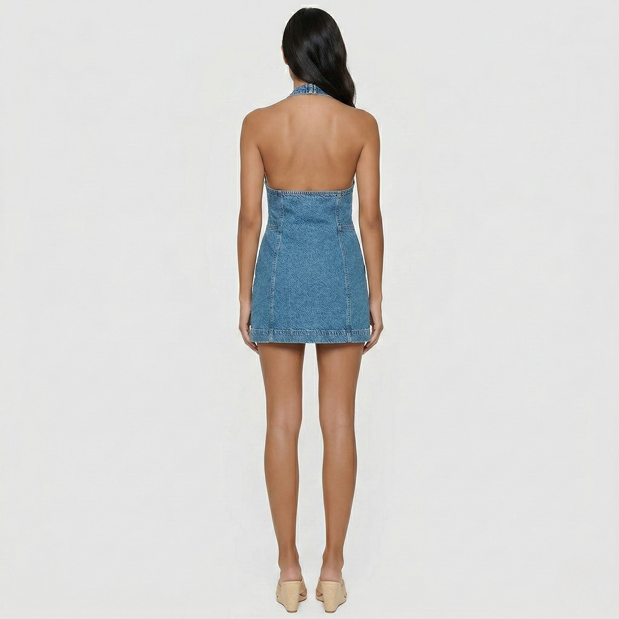 Amara Stone | Denim Halter Neck Mini Dress