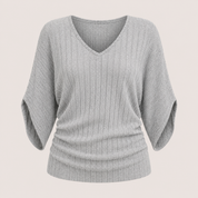 Amelia Cooper | Ribbed V-Neck Knit Top