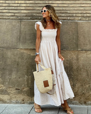 Amelia Whitmore | Gingham Smocked Maxi Dress