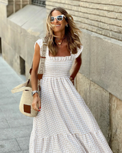 Amelia Whitmore | Gingham Smocked Maxi Dress