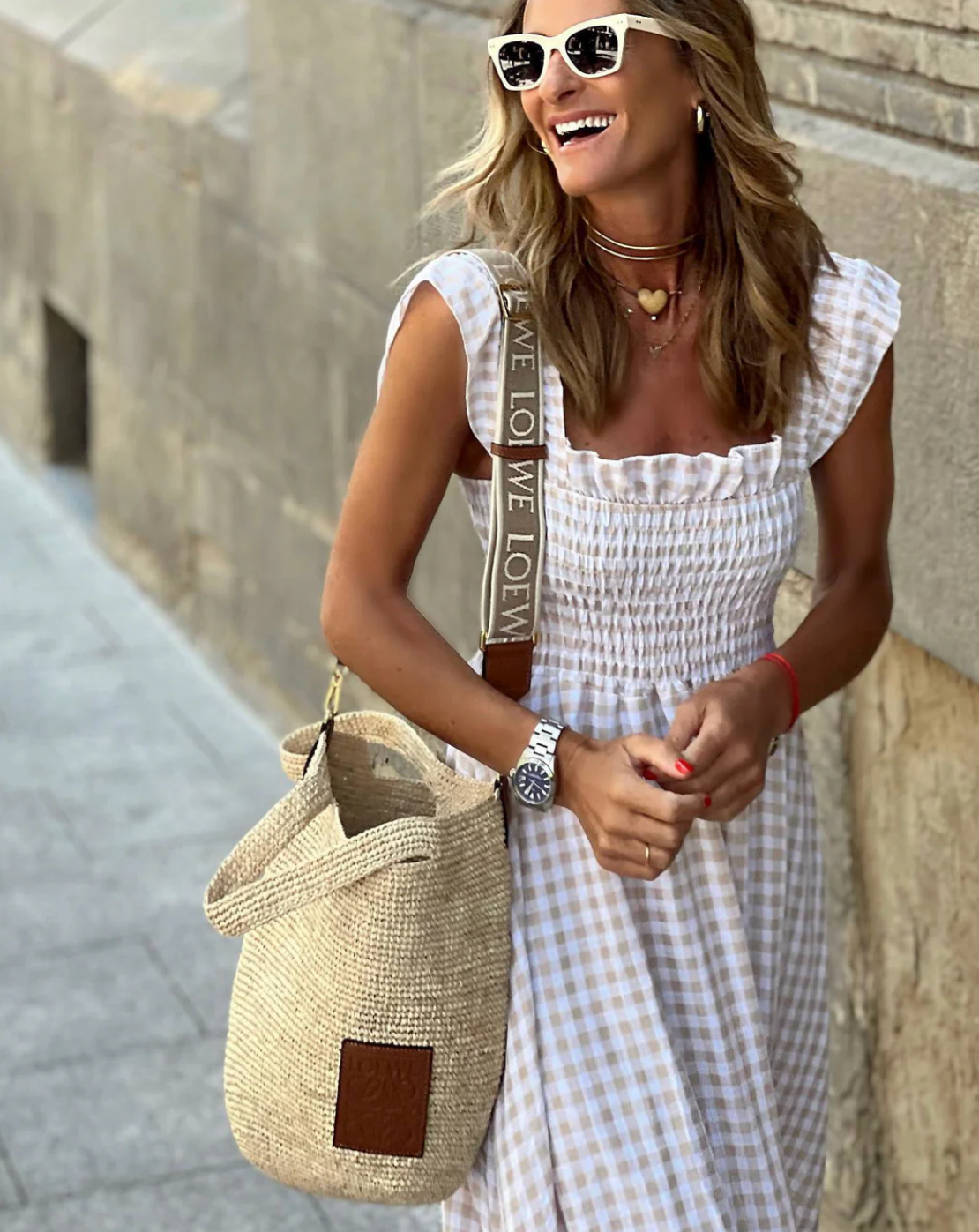 Amelia Whitmore | Gingham Smocked Maxi Dress