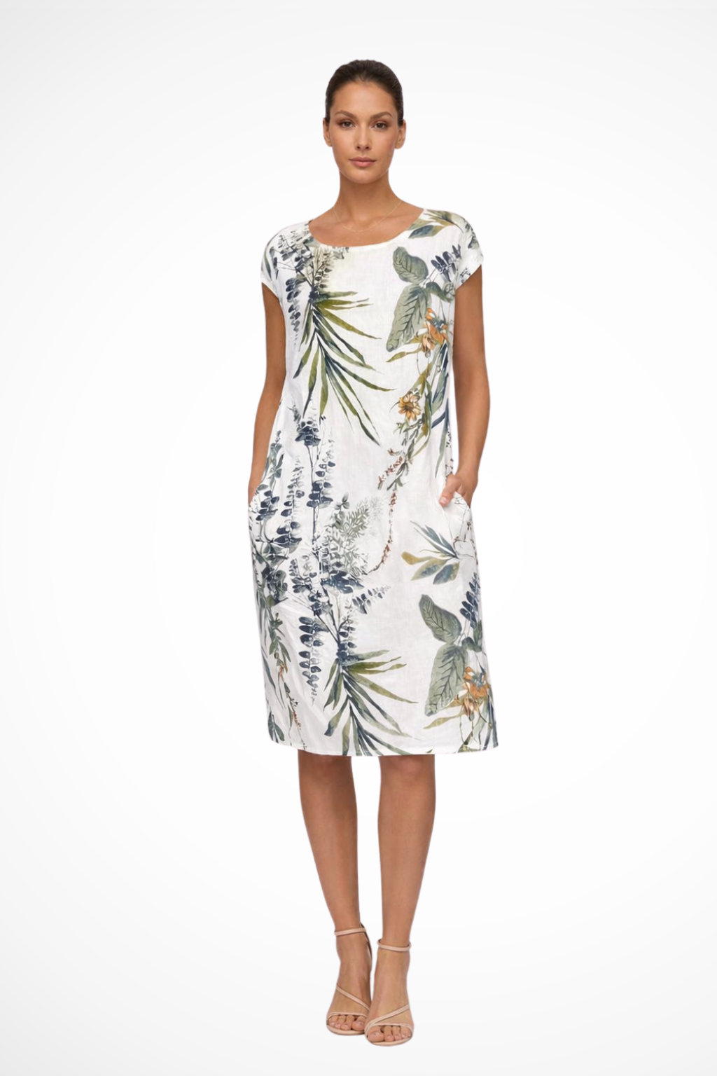 Amélie Dubois | Botanical Linen Midi Dress