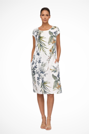 Amélie Dubois | Botanical Linen Midi Dress