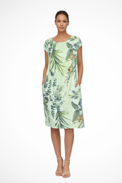 Amélie Dubois | Botanical Linen Midi Dress