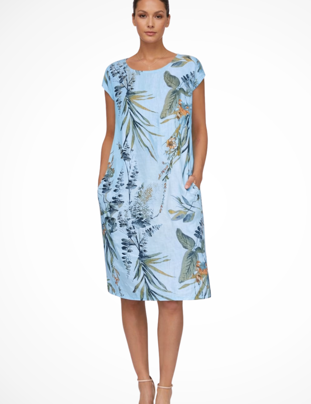 Amélie Dubois | Botanical Linen Midi Dress