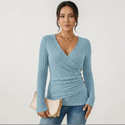 Amélie Dubois | Elegant Wrap Knit Top For Women