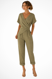 Amélie Rousseau | Wrap Front Cropped Jumpsuit For Women