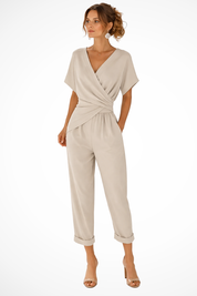 Amélie Rousseau | Wrap Front Cropped Jumpsuit For Women