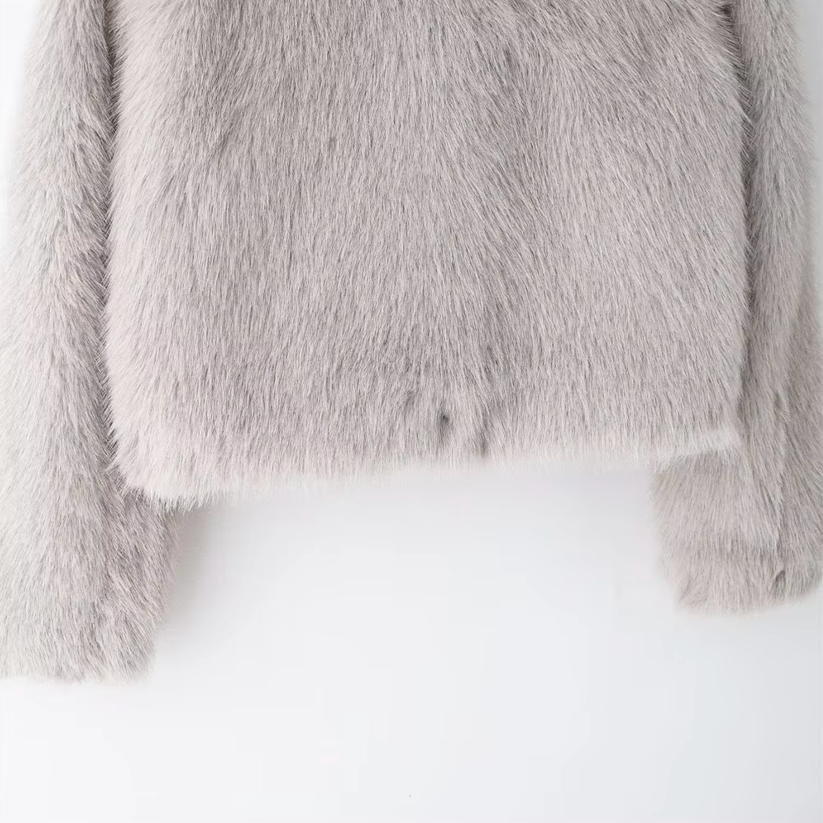 Amélie Trevarre | Women's Cropped Faux Fur Jacket in Dove Grey