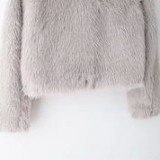 Amélie Trevarre | Women's Cropped Faux Fur Jacket in Dove Grey