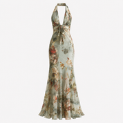 Arabella Stanton | Floravienne Vintage Chiffon Halter Maxi Dress