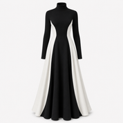 Arabella Thornton | Sculpted Contrast Turtleneck Maxi Dress