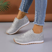 Isla Fletcher | Glitter Slip-On Sneakers | Silver Sequin