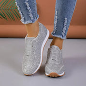 Isla Fletcher | Glitter Slip-On Sneakers | Silver Sequin