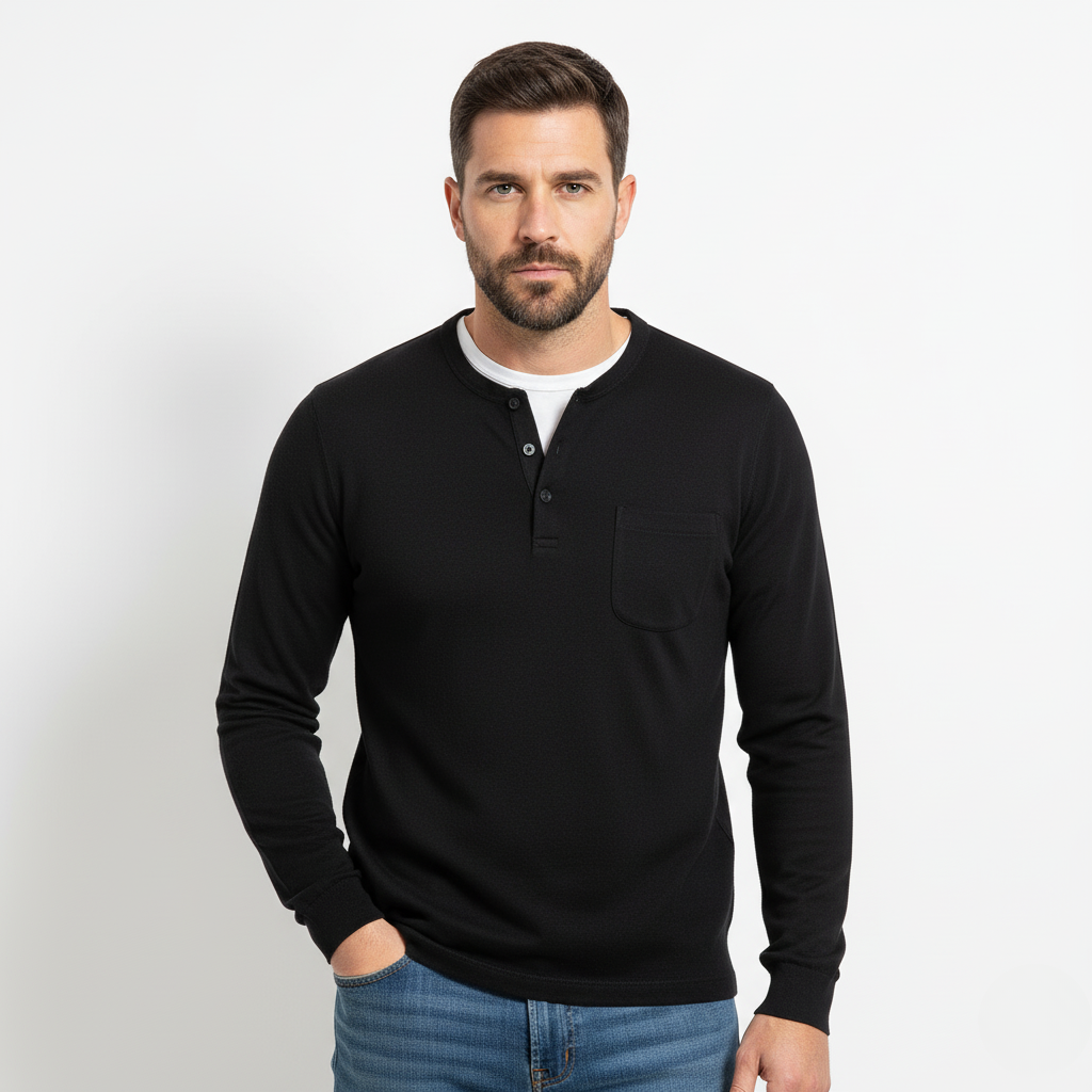 Arthur Beaumont | Classic Long Sleeve Henley For Men