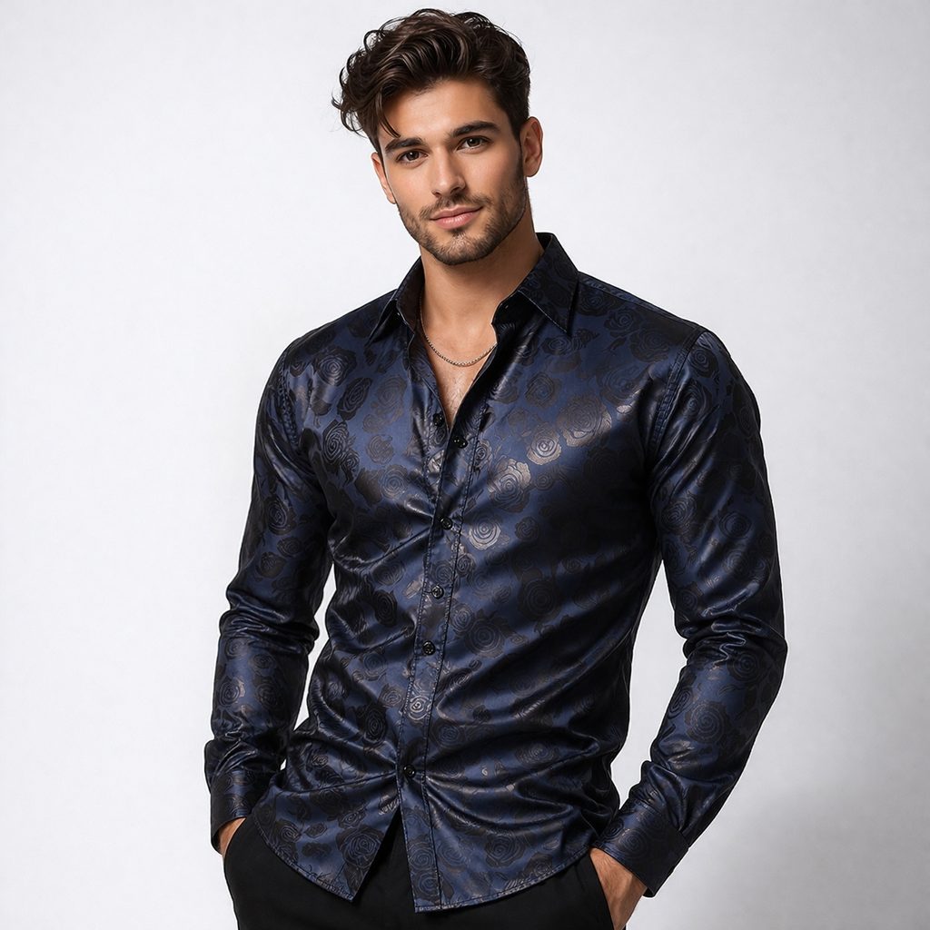 Arthur Brooks | Embossed Floral Satin Shirt