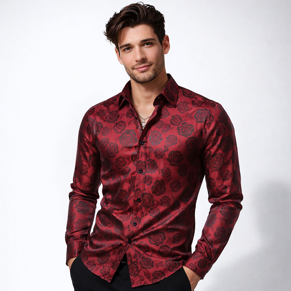 Arthur Brooks | Embossed Floral Satin Shirt