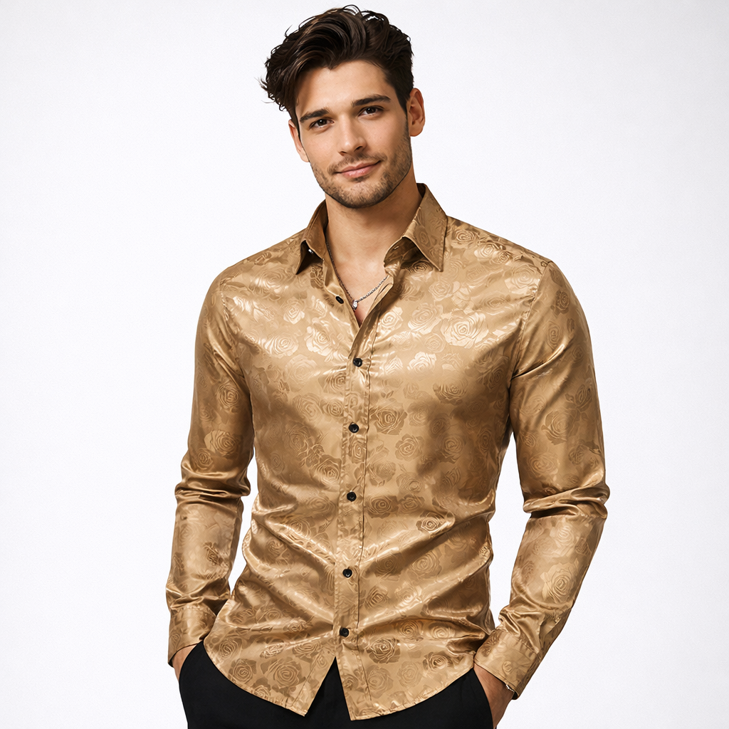 Arthur Brooks | Embossed Floral Satin Shirt