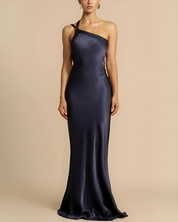Auriane Bellefond | Butter Yellow Satin One-Shoulder Maxi Dress