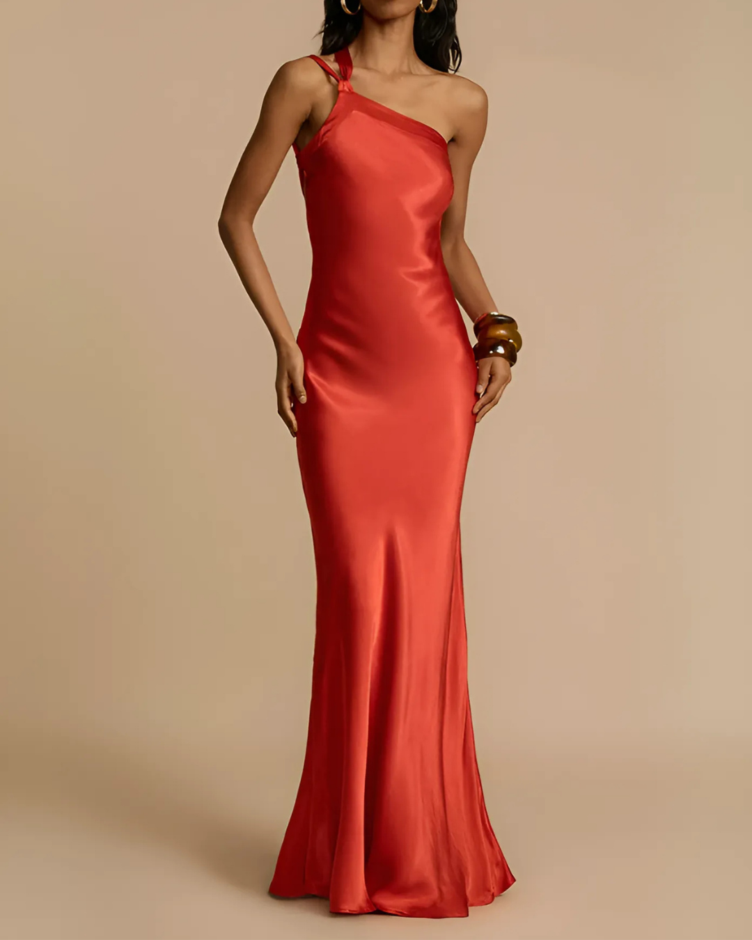 Auriane Bellefond | Butter Yellow Satin One-Shoulder Maxi Dress