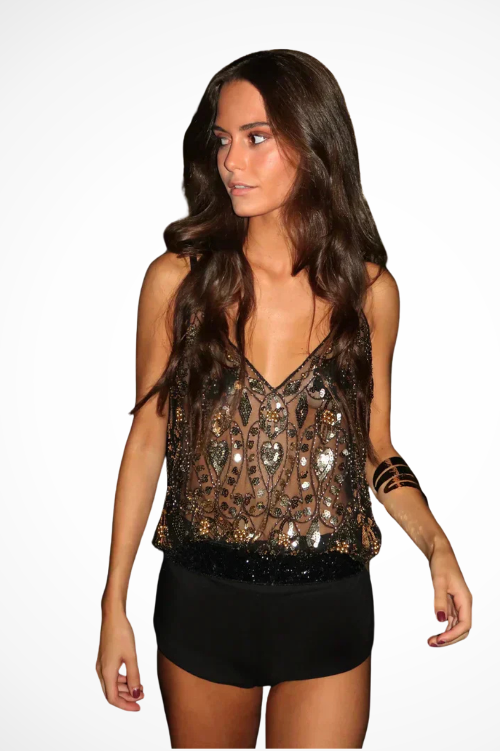 Aurélie Fontaine | Embellished Sheer Camisole Top