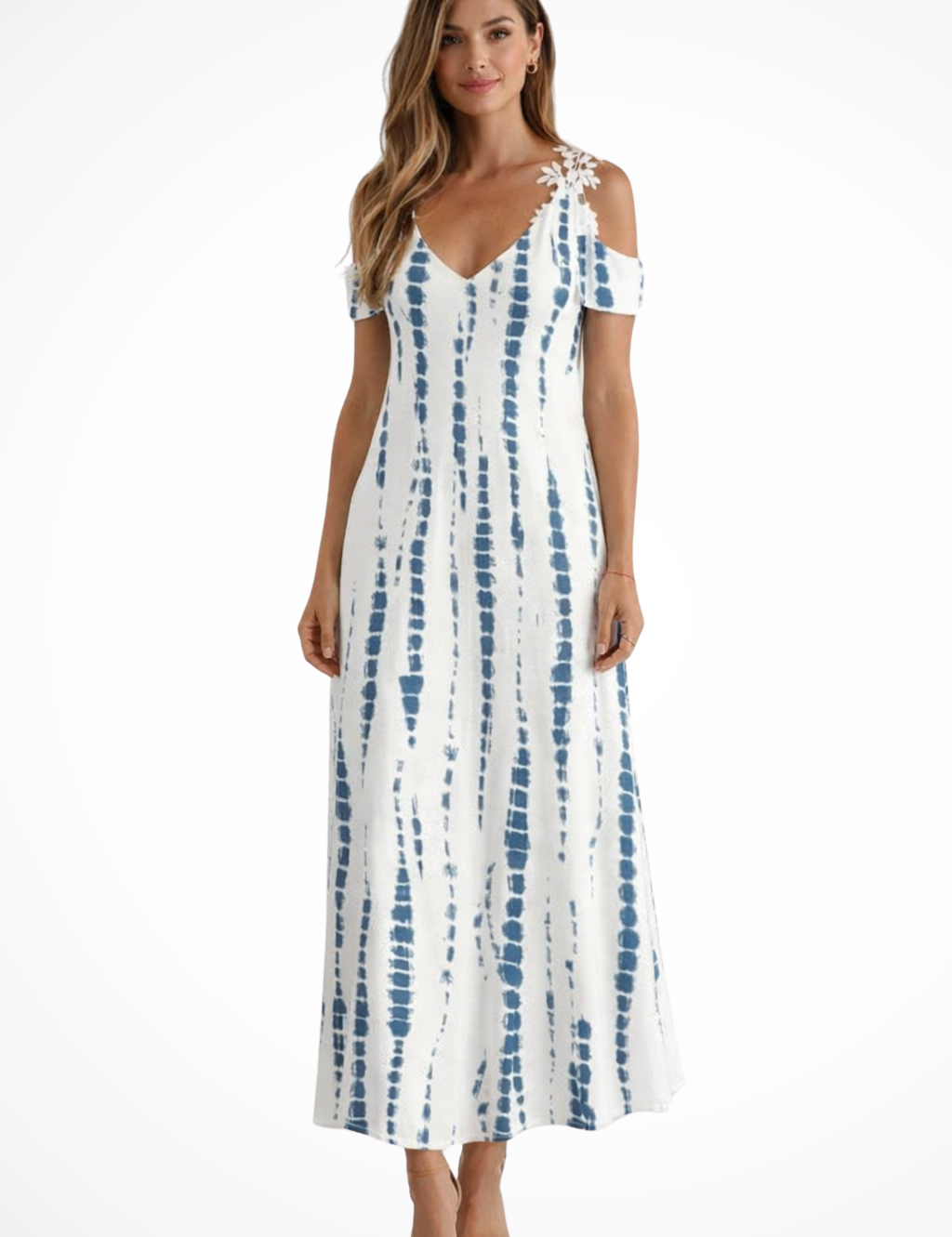 Aurélie Fontaine | Floral Lace Shoulder Maxi Dress For Women