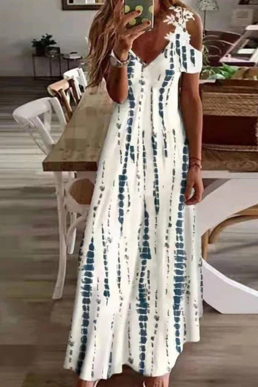 Aurélie Fontaine | Floral Lace Shoulder Maxi Dress For Women