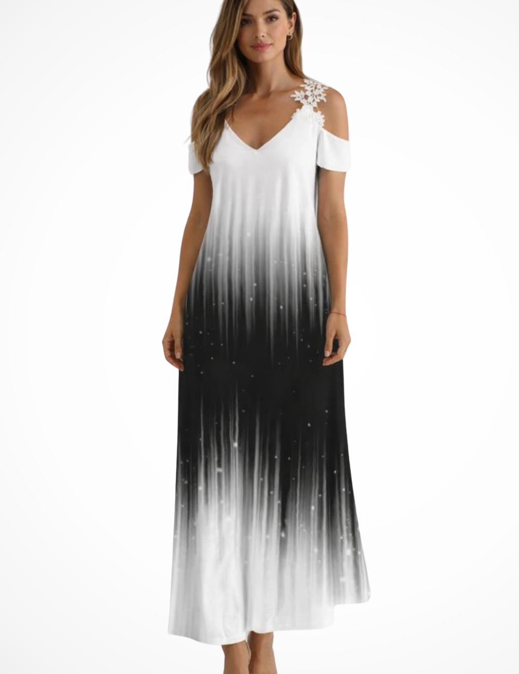 Aurélie Fontaine | Floral Lace Shoulder Maxi Dress For Women